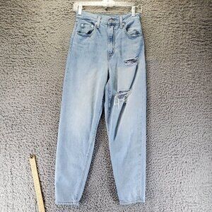 Levis Jeans Womens Size 24 Light Blue High Loose Taper Distressed Denim
